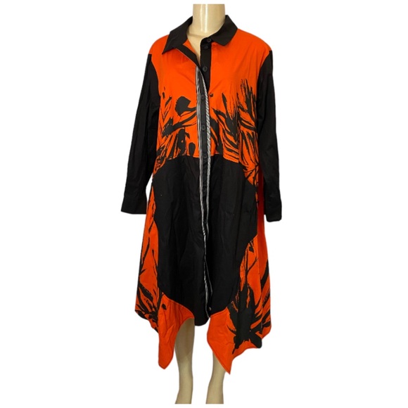 BIZE Shirt Dress Painted Edgy Art Fashion Black Red Cotton US Sz Medium - Picture 2 of 10